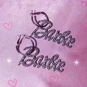 Blinged out Barbie earrings